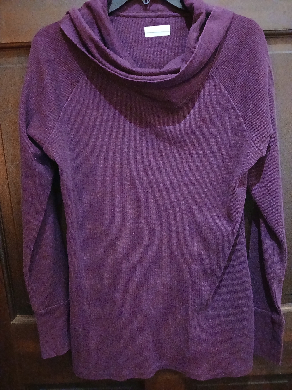 Women's Columbia Burgundy Cowl Neck Waffle Knit Top Size XL Tall